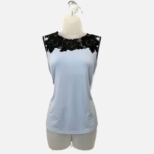 Karl Lagerfeld Blue Black Lace Top